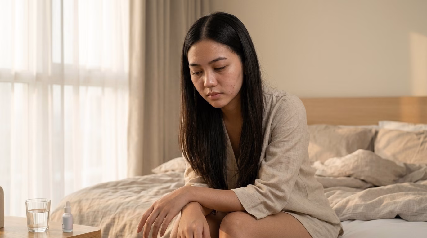 apa itu pmo, pmo wajah kusam, dampak pmo pada kulit, pmo dan jerawat, kesehatan wajah, kulit kusam, stres dan kulit, kurang tidur wajah, mitos pmo, perawatan kulit wajah, barrier kulit, hormon dan kulit, eva mulia clinic, dermatologi estetika, gaya hidup sehat kulit